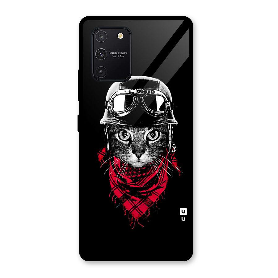 Cool Biker Cat Glass Back Case for Galaxy S10 Lite