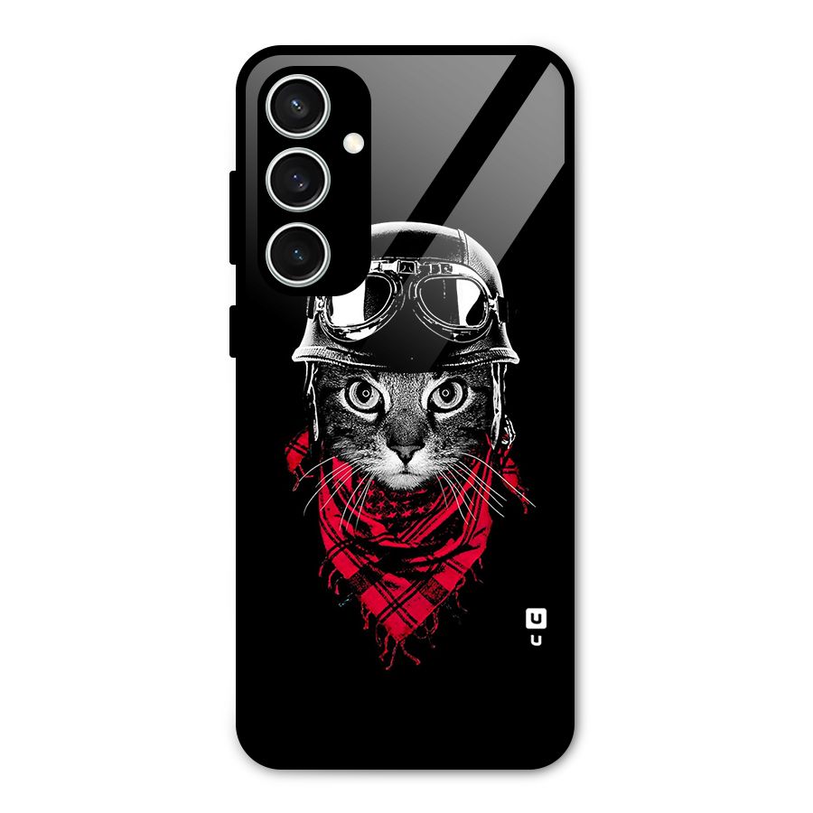 Cool Biker Cat Glass Back Case for Galaxy S23 FE