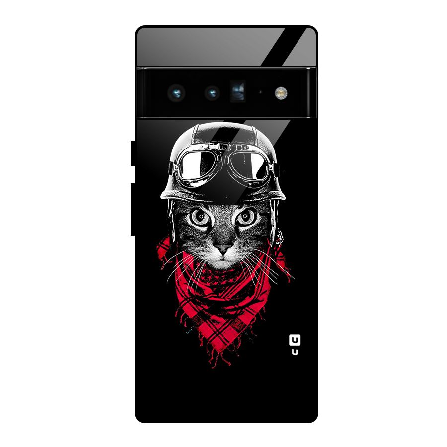 Cool Biker Cat Glass Back Case for Google Pixel 6 Pro