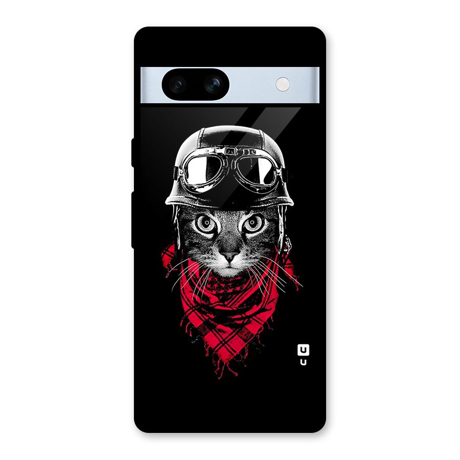Cool Biker Cat Glass Back Case for Google Pixel 7a