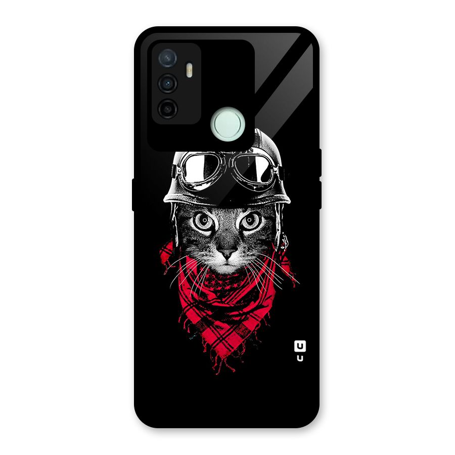 Cool Biker Cat Glass Back Case for Oppo A53