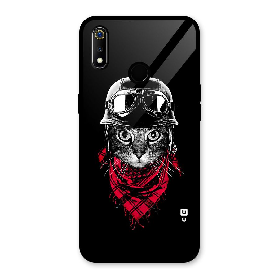 Cool Biker Cat Glass Back Case for Realme 3i