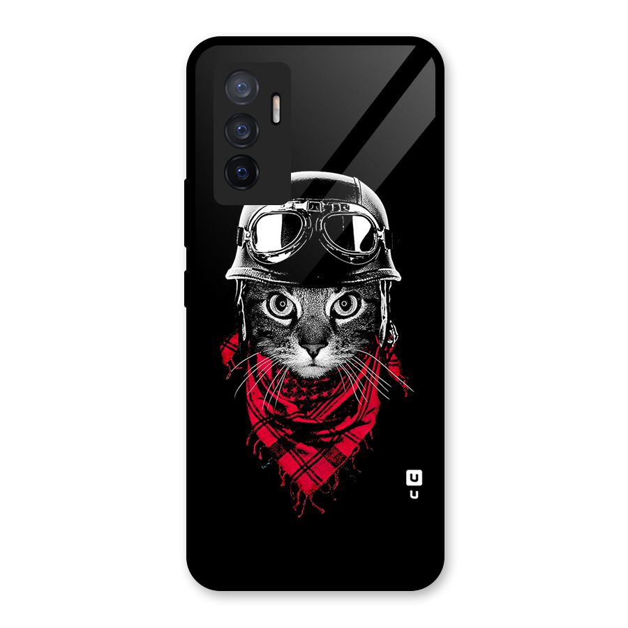 Cool Biker Cat Glass Back Case for Vivo V23e