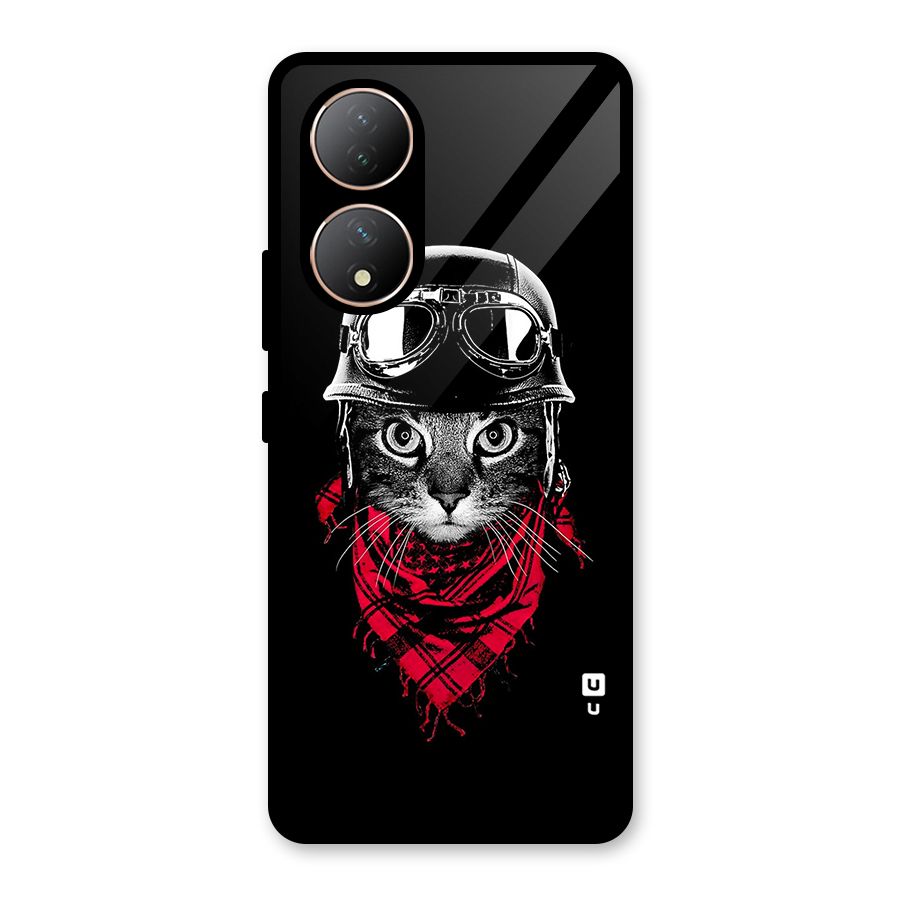 Cool Biker Cat Glass Back Case for Vivo Y100A