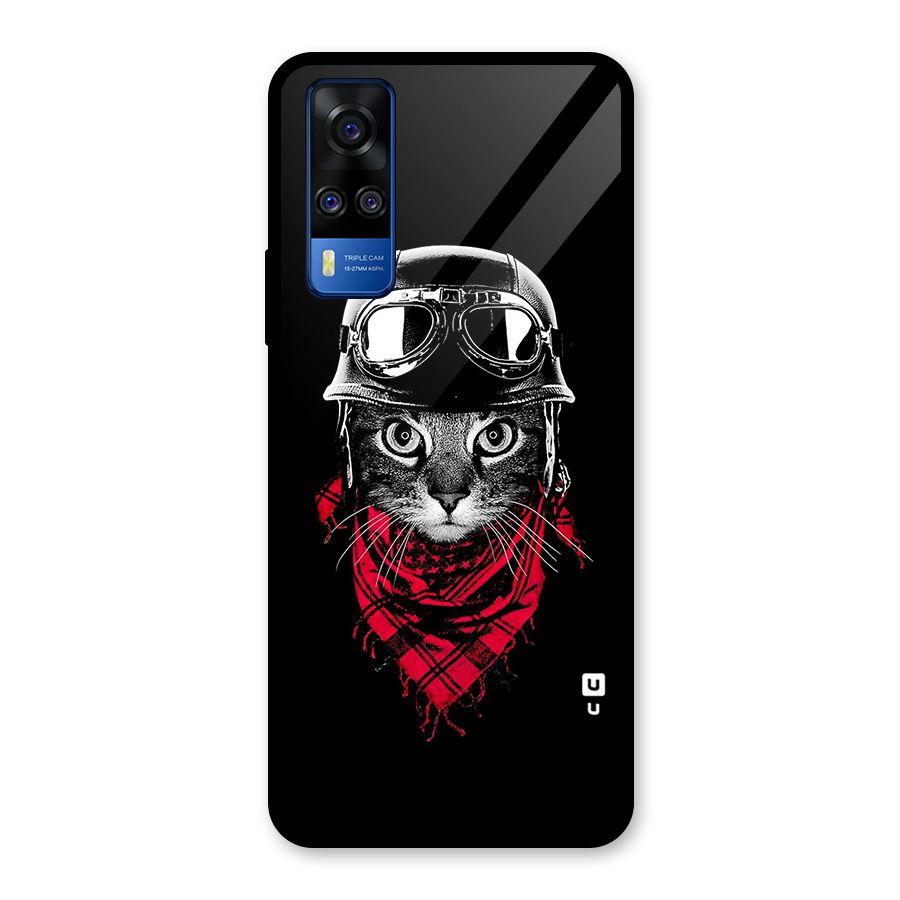 Cool Biker Cat Glass Back Case for Vivo Y31