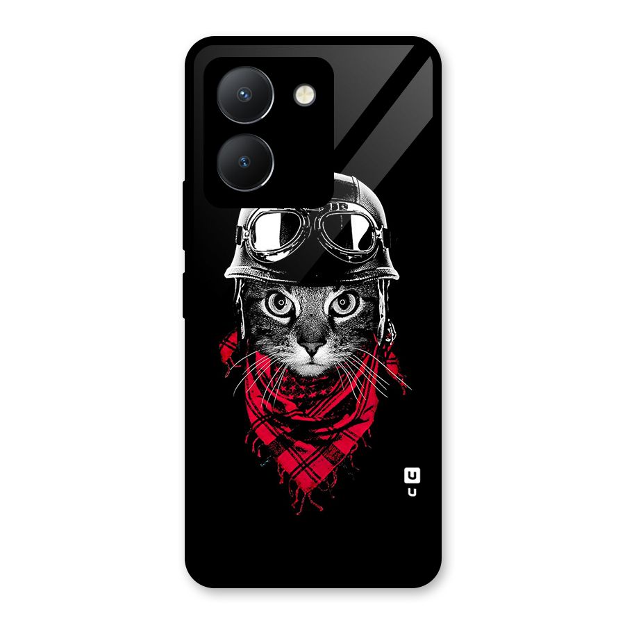 Cool Biker Cat Glass Back Case for Vivo Y36