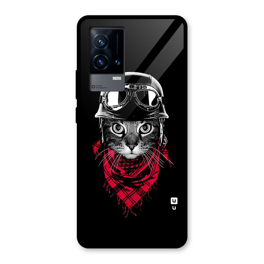 Cool Biker Cat Glass Back Case for iQOO 9 5G