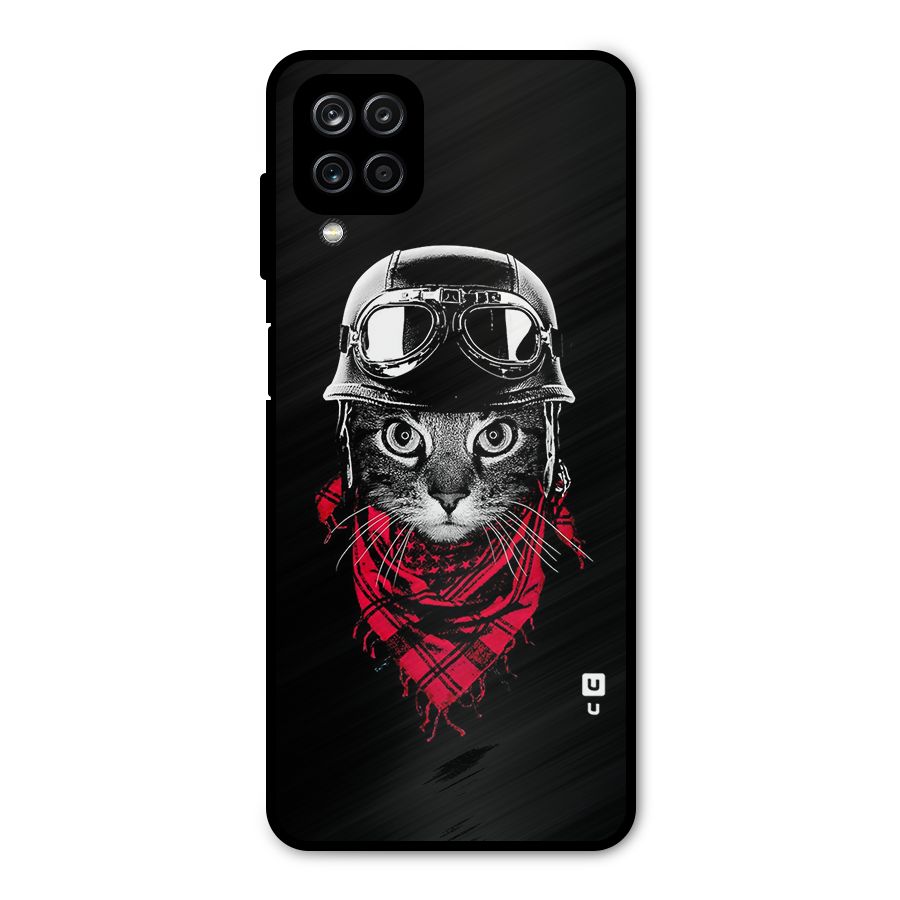Cool Biker Cat Metal Back Case for Galaxy A12