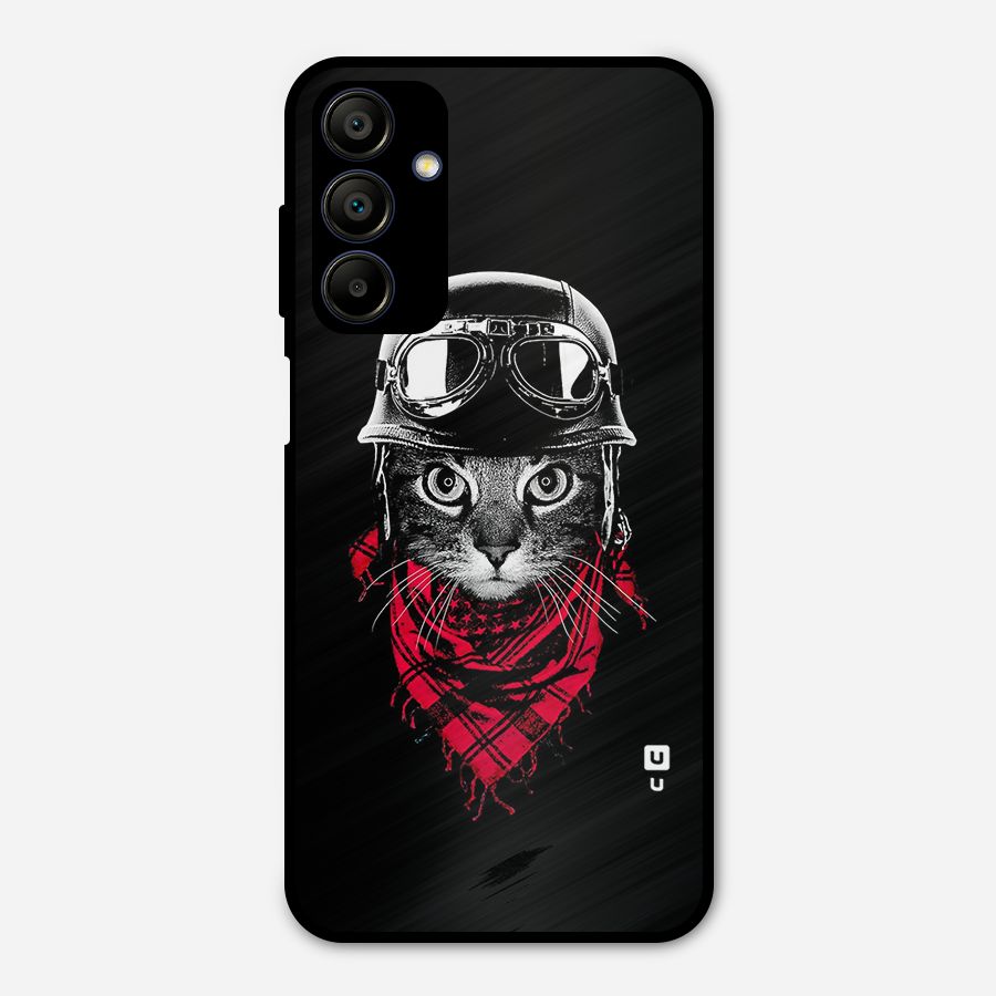 Cool Biker Cat Metal Back Case for Galaxy A15 5G
