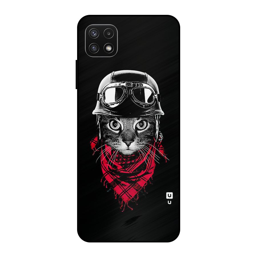 Cool Biker Cat Metal Back Case for Galaxy A22 5G