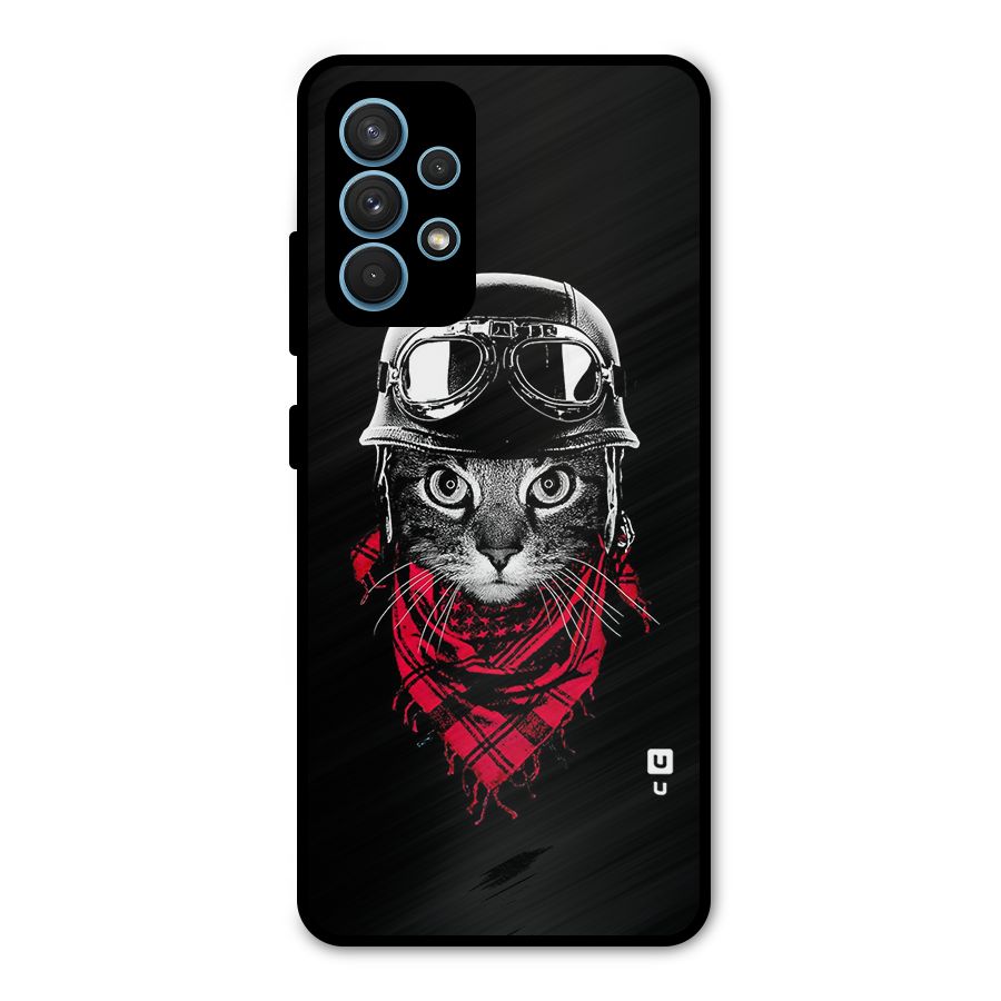 Cool Biker Cat Metal Back Case for Galaxy A32