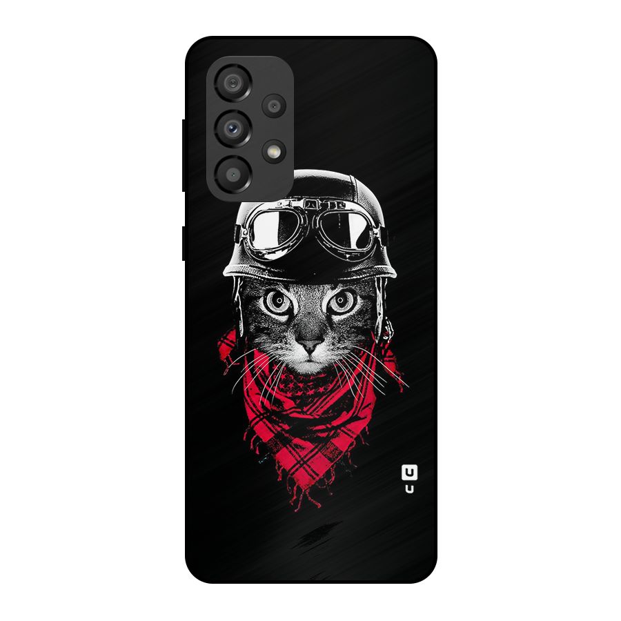 Cool Biker Cat Metal Back Case for Galaxy A33 5G