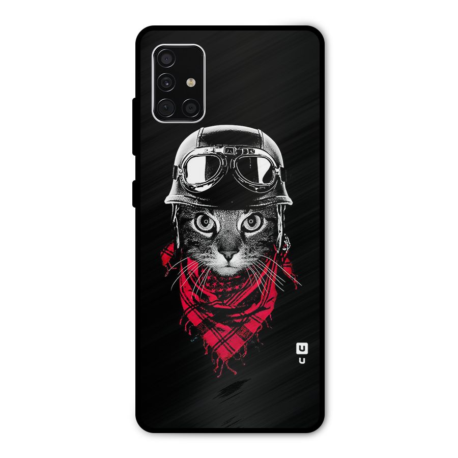 Cool Biker Cat Metal Back Case for Galaxy A51