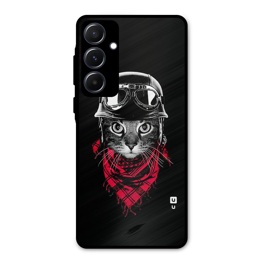 Cool Biker Cat Metal Back Case for Galaxy A55