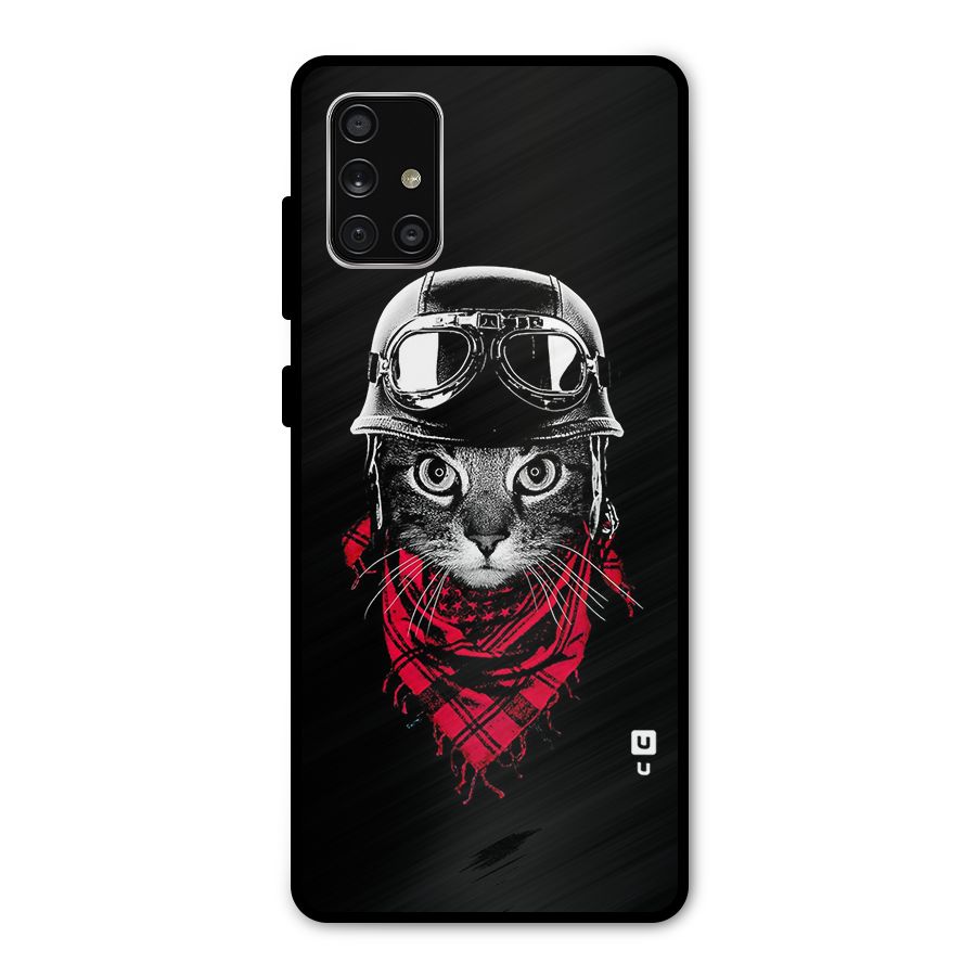 Cool Biker Cat Metal Back Case for Galaxy A71