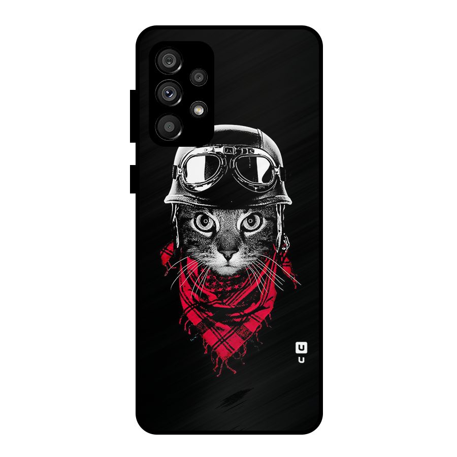 Cool Biker Cat Metal Back Case for Galaxy A73 5G