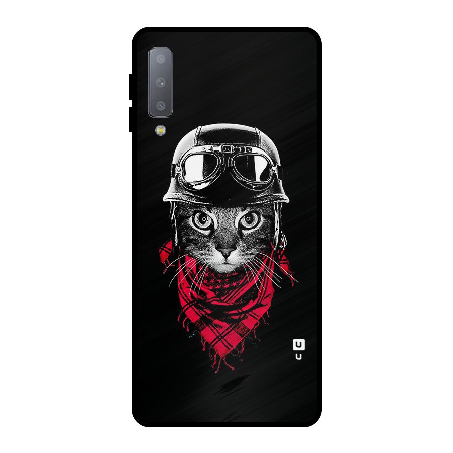 Cool Biker Cat Metal Back Case for Galaxy A7 (2018)