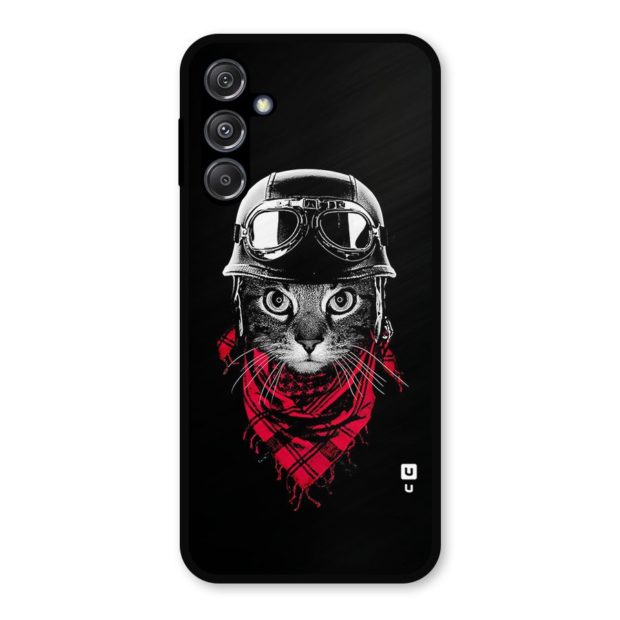 Cool Biker Cat Metal Back Case for Galaxy M34 5G