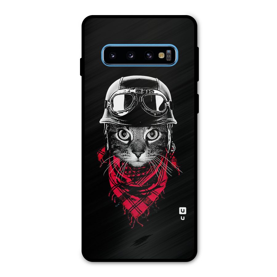 Cool Biker Cat Metal Back Case for Galaxy S10
