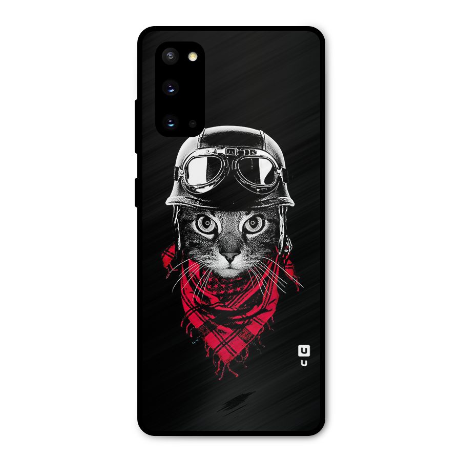 Cool Biker Cat Metal Back Case for Galaxy S20
