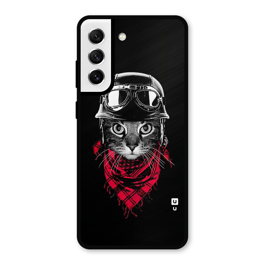 Cool Biker Cat Metal Back Case for Galaxy S21 FE 5G