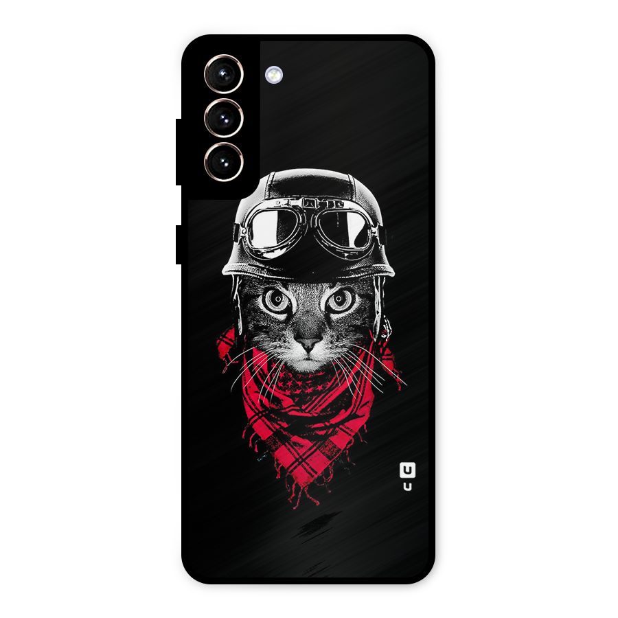 Cool Biker Cat Metal Back Case for Galaxy S21 Plus