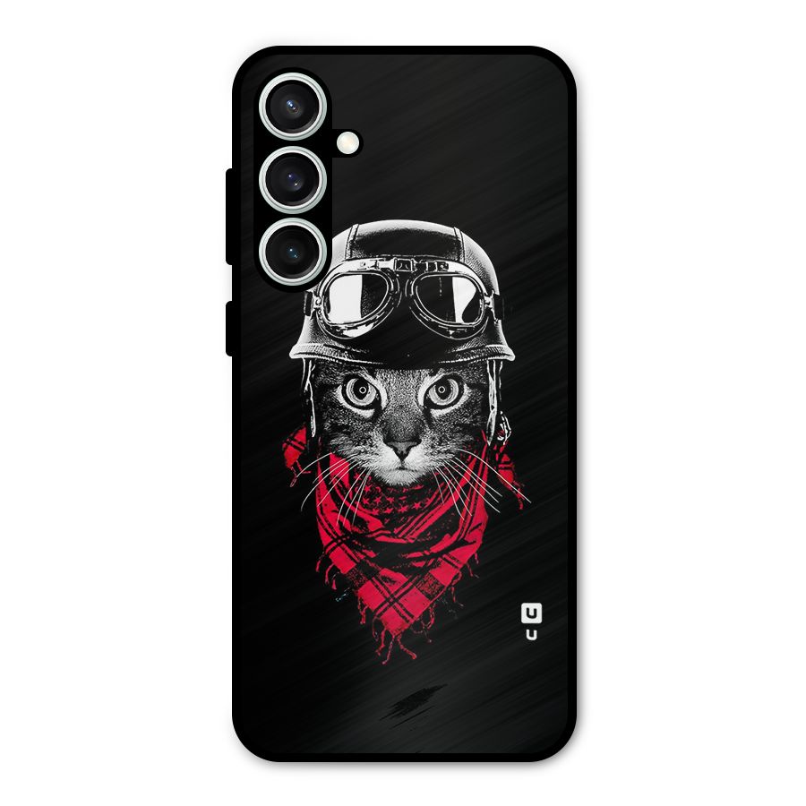 Cool Biker Cat Metal Back Case for Galaxy S23 FE