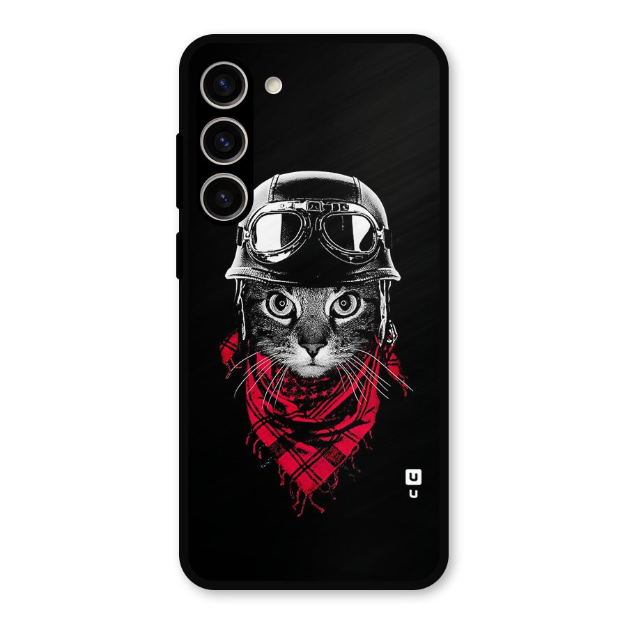 Cool Biker Cat Metal Back Case for Galaxy S23 Plus