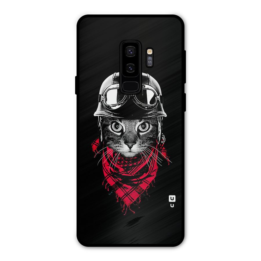 Cool Biker Cat Metal Back Case for Galaxy S9 Plus