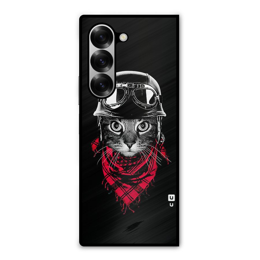 Cool Biker Cat Metal Back Case for Galaxy Z Fold6