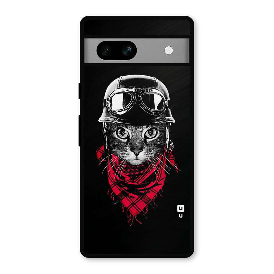 Cool Biker Cat Metal Back Case for Google Pixel 7a
