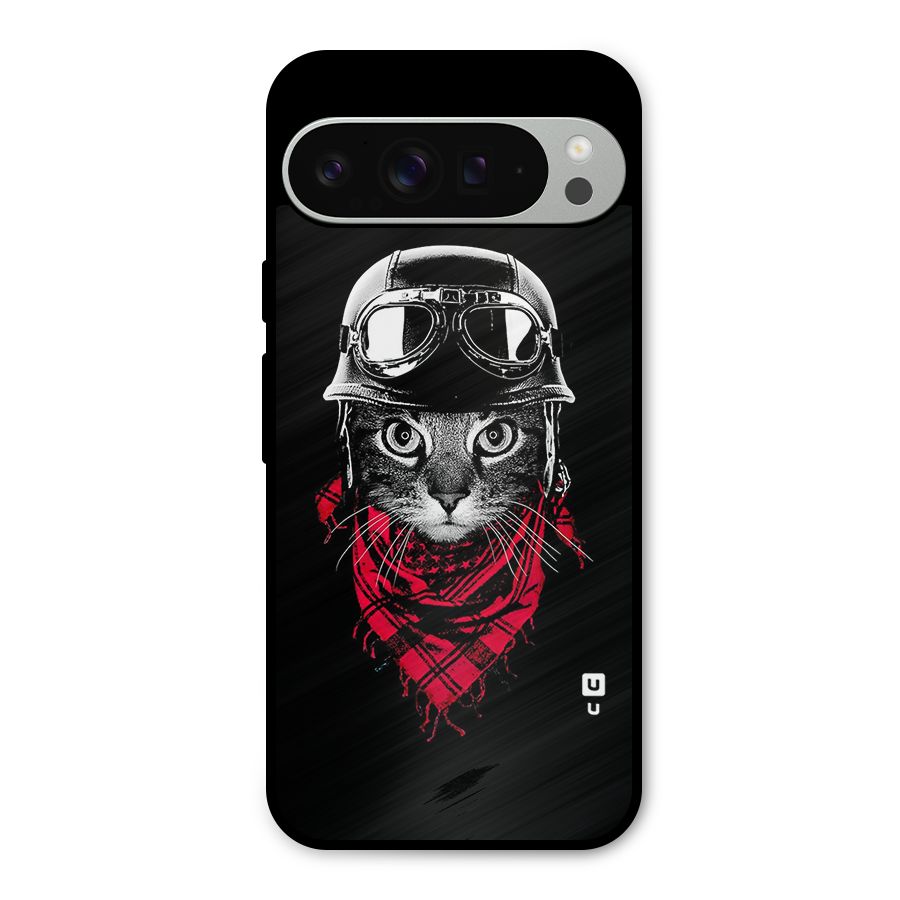 Cool Biker Cat Metal Back Case for Google Pixel 9 Pro XL