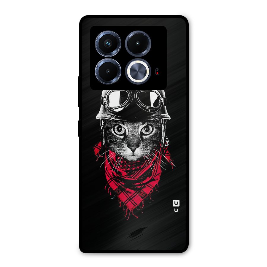 Cool Biker Cat Metal Back Case for Infinix Note 40 5G