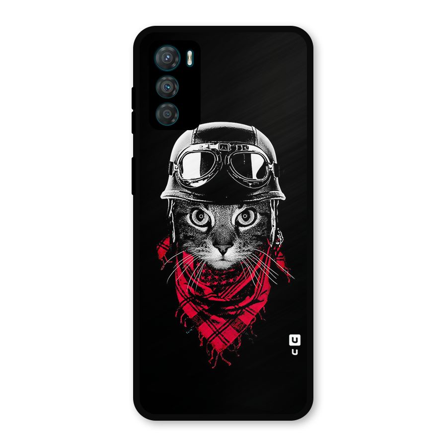 Cool Biker Cat Metal Back Case for Moto G42