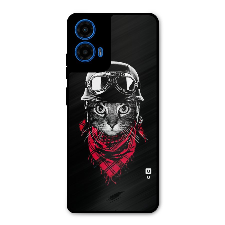 Cool Biker Cat Metal Back Case for Moto G45