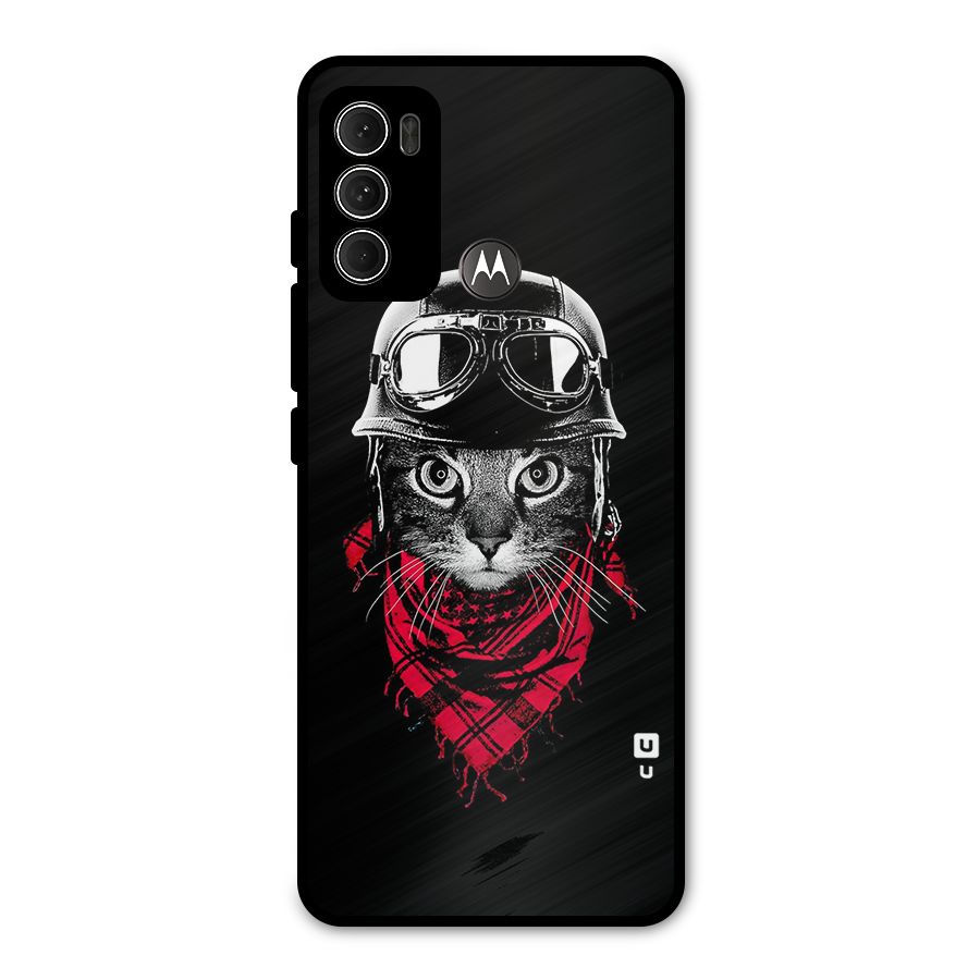 Cool Biker Cat Metal Back Case for Moto G60