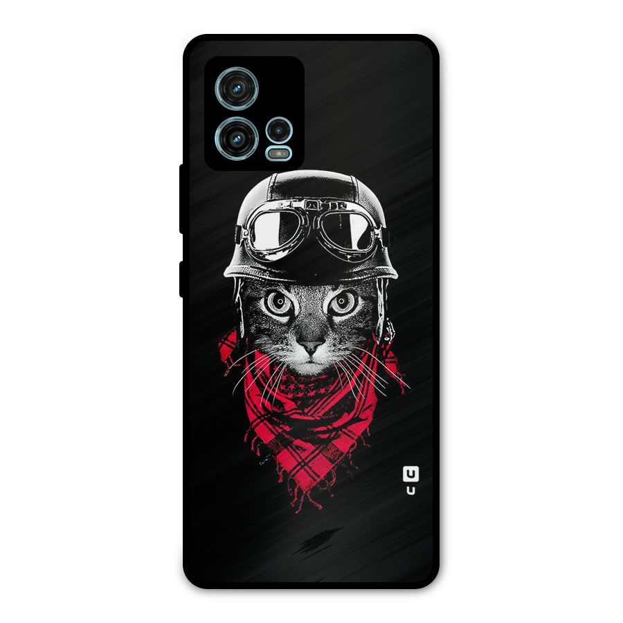 Cool Biker Cat Metal Back Case for Moto G72