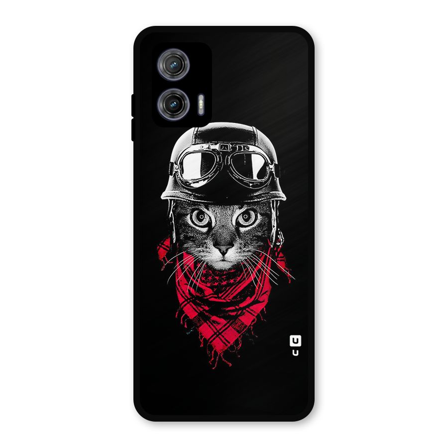 Cool Biker Cat Metal Back Case for Moto G73