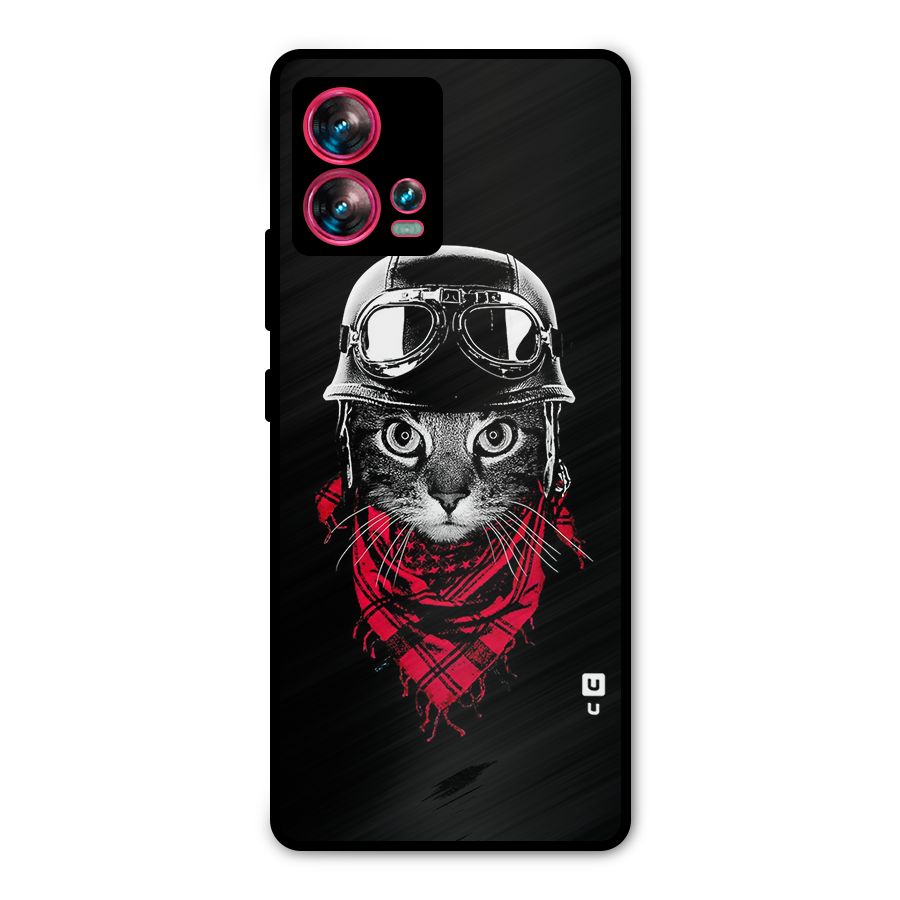 Cool Biker Cat Metal Back Case for Motorola Edge 30 Fusion