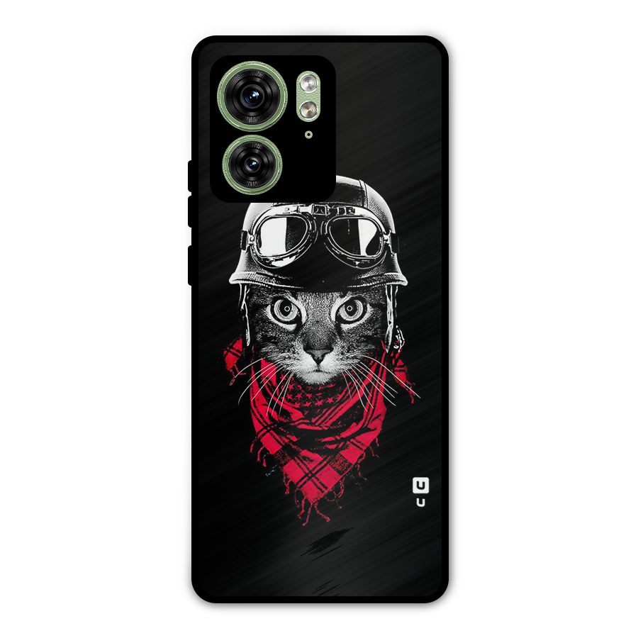 Cool Biker Cat Metal Back Case for Motorola Edge 40 5G