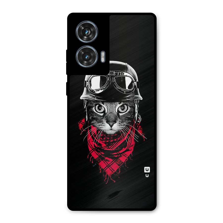 Cool Biker Cat Metal Back Case for Motorola Edge 50 Fusion