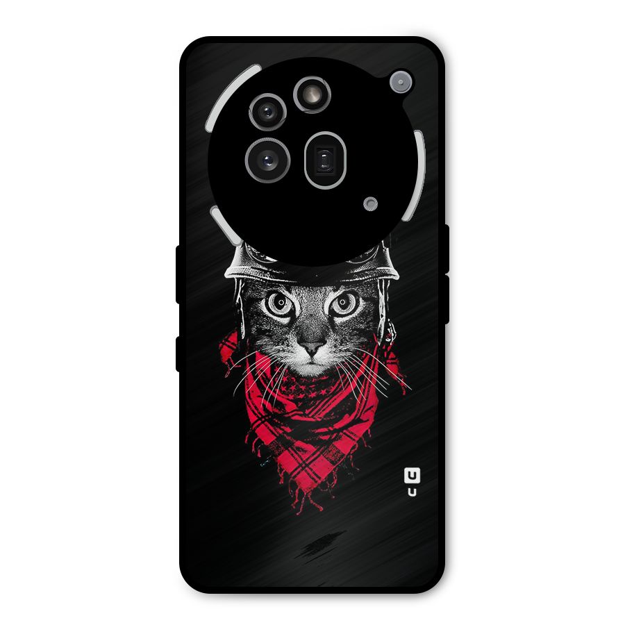 Cool Biker Cat Metal Back Case for Nothing Phone 3a Pro