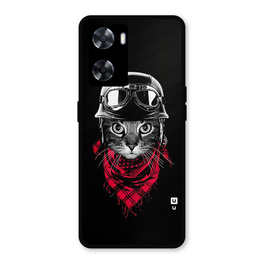 Cool Biker Cat Metal Back Case for Oppo A77