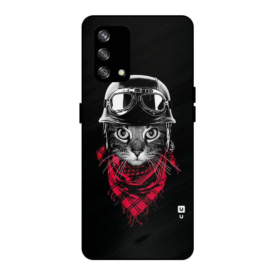 Cool Biker Cat Metal Back Case for Oppo F19