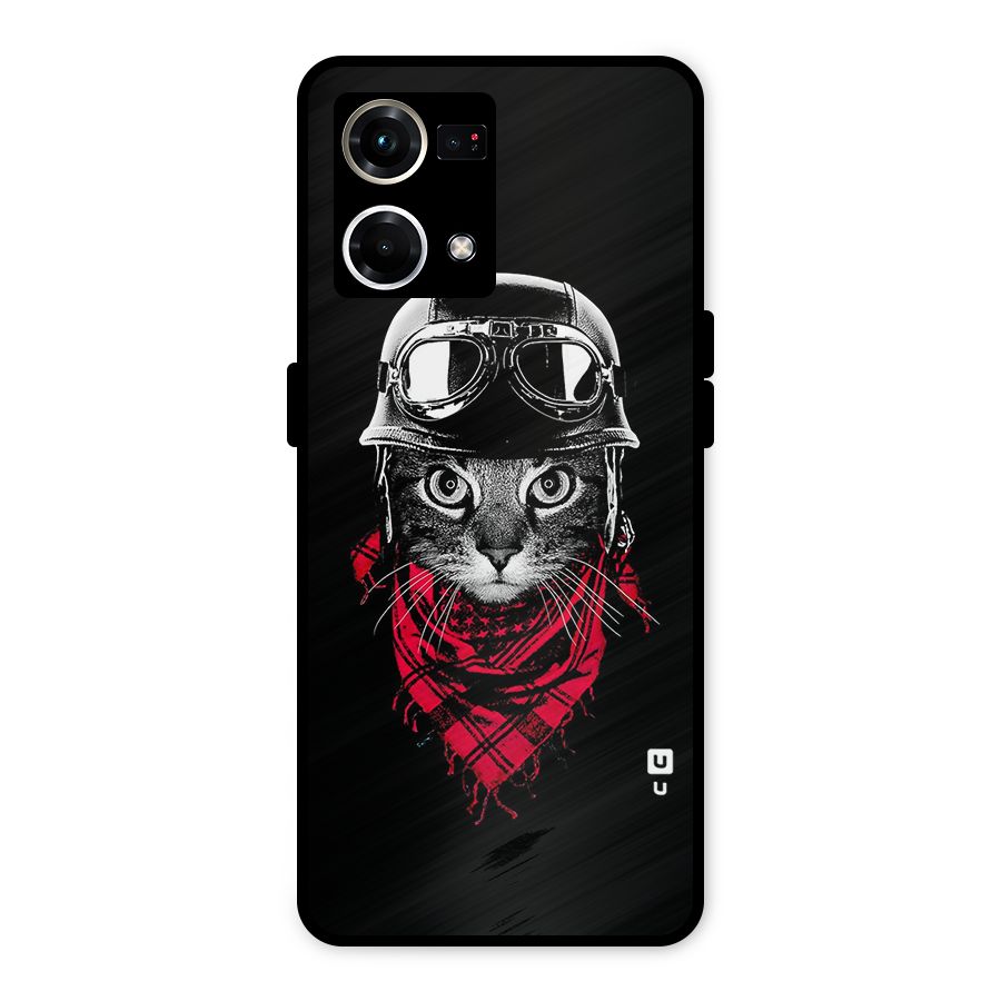 Cool Biker Cat Metal Back Case for Oppo F21 Pro 4G