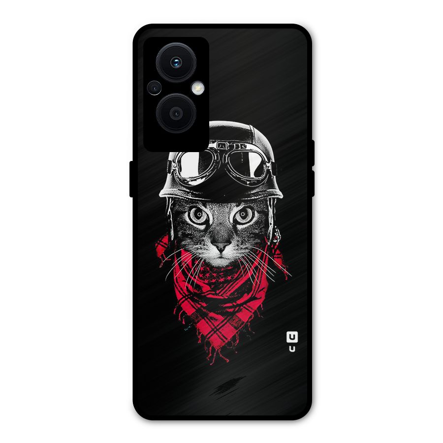Cool Biker Cat Metal Back Case for Oppo F21 Pro 5G
