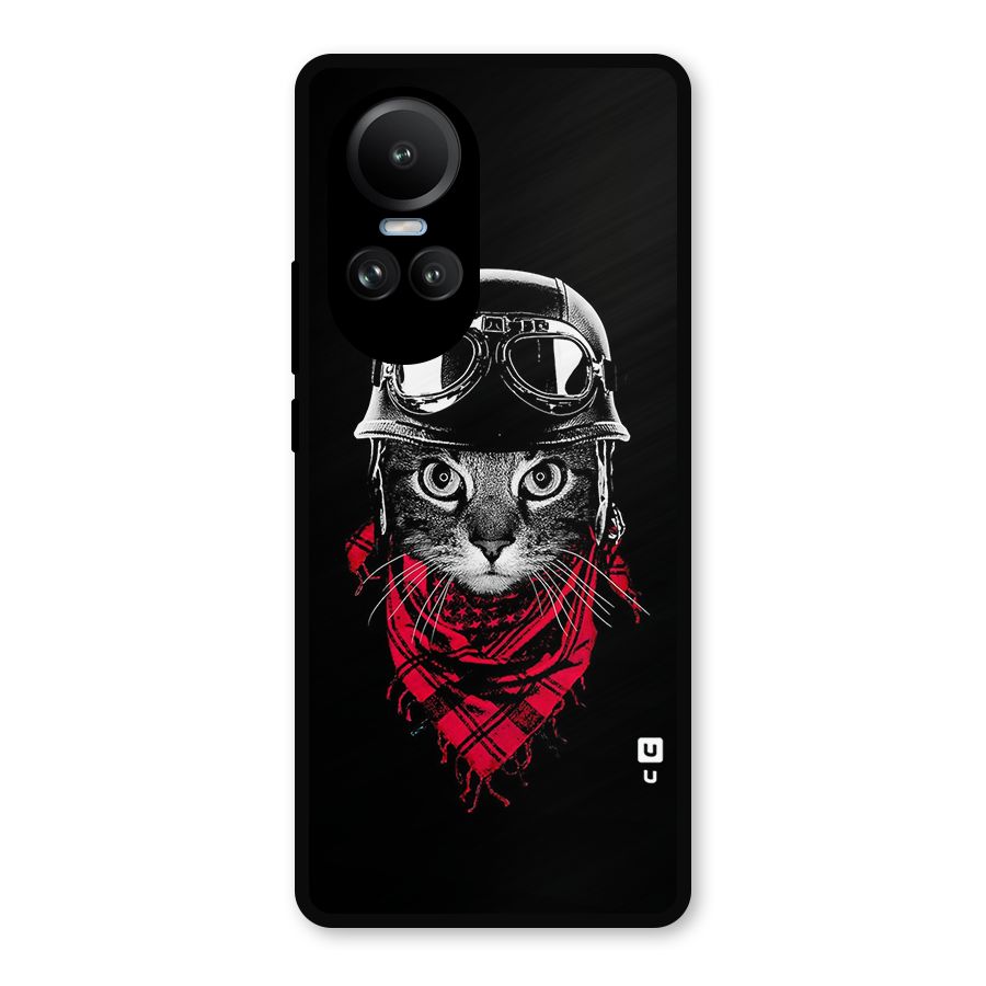Cool Biker Cat Metal Back Case for Oppo Reno10