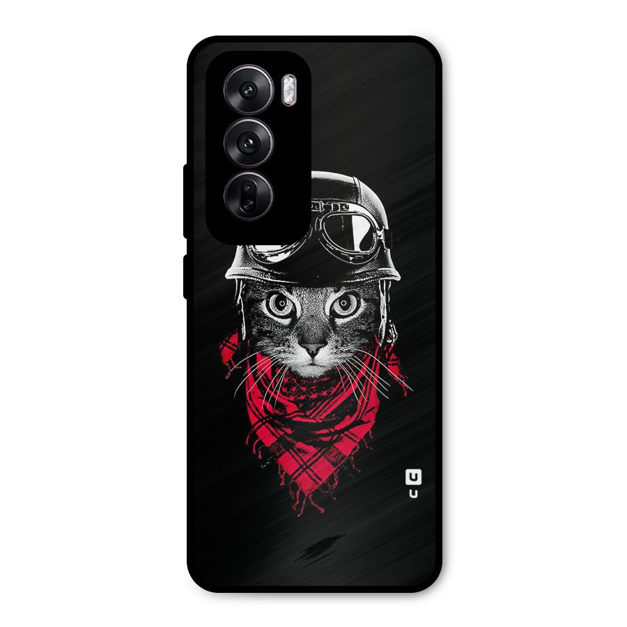 Cool Biker Cat Metal Back Case for Oppo Reno12