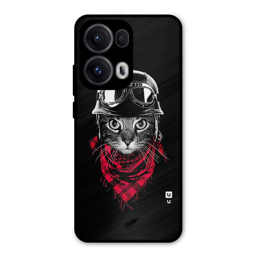 Cool Biker Cat Metal Back Case for Oppo Reno13 Pro