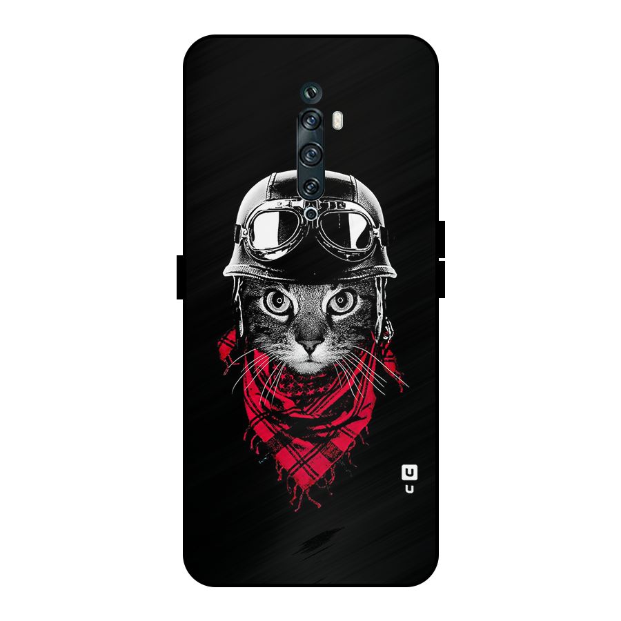 Cool Biker Cat Metal Back Case for Oppo Reno2 F